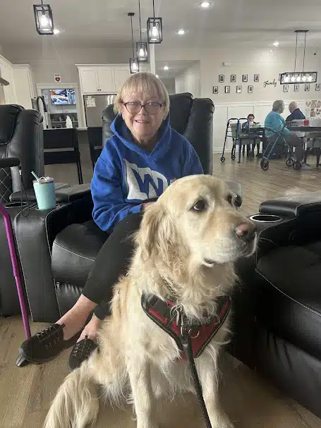 Louie therapy dog for seniors in assisted living